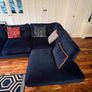Large DFS Navy Velvet Corner / Chaise Sofa Image 4