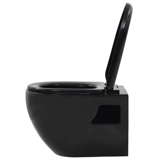 Wall-Hung Toilet with Concealed Cistern Ceramic Black
