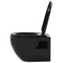 Wall-Hung Toilet with Concealed Cistern Ceramic Black Image 6