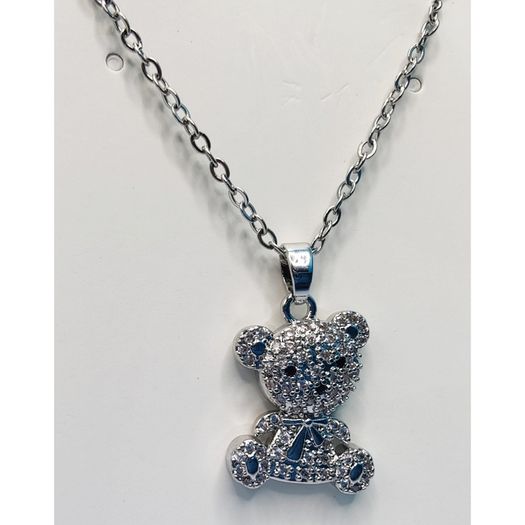 Unworn Cute Teddy Bear Pendant and Necklace