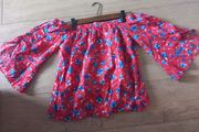 Ladies  Red Floral Bardot