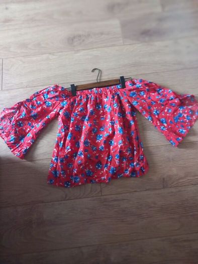 Ladies  Red Floral Bardot