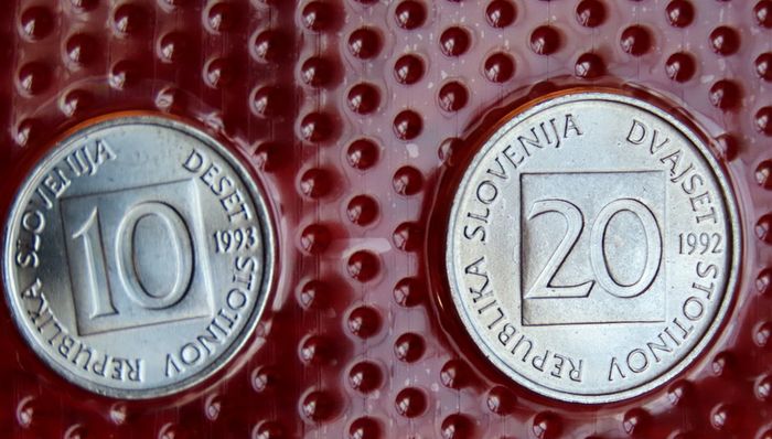Slovenia Coins Banknote Stamp set vintage currency collectors