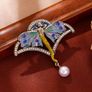 Art Nouveau Style Lady Wings Fairy Pearl Brooch Image 2