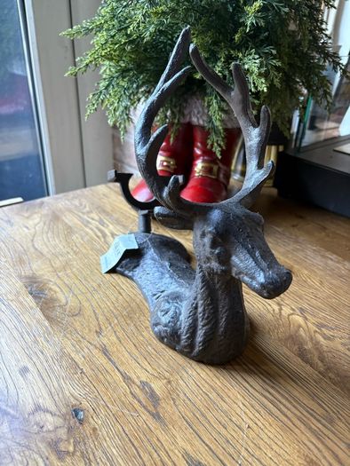 New with tags heavy cast iron stag wine bottle holder