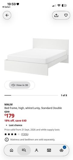 ikea double bed + mattress