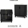 Black Sideboard for Living Room Rattan Buffet Storage Cabinets with Adjustable Shelves, Magnetic Closure, Accent Cabinet Cupboard for Kitchen Hallway Dining Room Furniture 80 x 40 x 89 cm Image 2