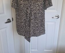 Pala D"oro Leopard Print Tie Neck Blouse Top Size L Animal Print Chic