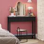 Narrow Fluted Console Table with 2 Drawers and Open Shelf Modern Painted Wood Sofa Table for Hallway, Living Room or Behind Couch (Black) Image 5