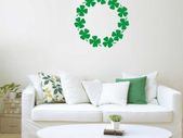 Shamrock Wreath Wall Stickers, Shamrock Wall Decals, Removable Decals, Floral Ornament, Clover Plant, Modern Abstract Home Art Decor