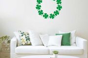 Shamrock Wreath Wall Stickers, Shamrock Wall Decals, Removable Decals, Floral Ornament, Clover Plant, Modern Abstract Home Art Decor