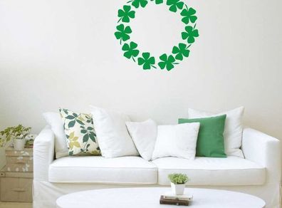 Shamrock Wreath Wall Stickers, Shamrock Wall Decals, Removable Decals, Floral Ornament, Clover Plant, Modern Abstract Home Art Decor