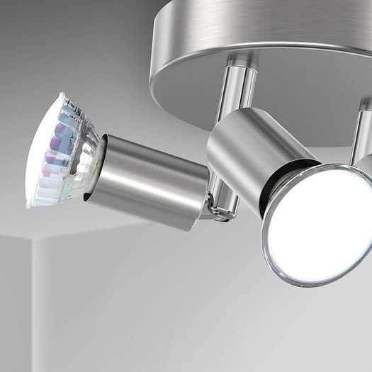 LED Ceiling Light Rotatable,4 Way Round Plate LED Ceiling Spot Lights, 110mm (Including 4x4W GU10 LED Light Bulbs, 450LM, Cool White) LED Ceiling Lamp for Kitchen, Living Room