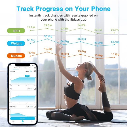 Digital Bathroom Scales Weighing Scale, High Precision Sensors Bluetooth Health Analyzer with Smart App, Body Weight Scale
