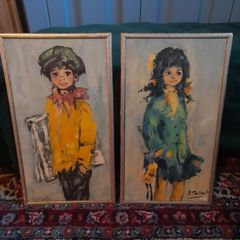 Vintage French Painted Board Art