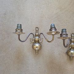 brass  wall lights x2