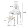 White Dressing Table with Oval Mirror Stool and 3 Drawers Image 3
