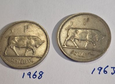 Irish Scilling Coins - 1963 & 1968