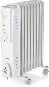 2000W 9-Fin Oil Filled Radiator with 3 Power Settings and Adjustable Timer, White