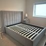 Maya Winged Ottoman Storage Light Grey Upholstered - King Bed 5ft Frame Only Image 2