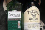 Jagermeister telling whiskey gin empty bottles