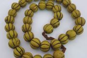 Antique African Yellow Melon Shape Glass beads Necklace Strands