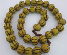 Antique African Yellow Melon Shape Glass beads Necklace Strands