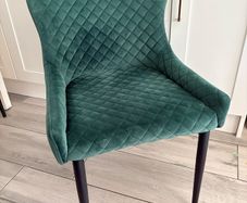 Green velvet dining chairs (x4) plus matching bar stools (x3)