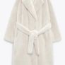 Zara Off White Mink Long Faux Fur Coat Image 2