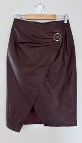 Karen Millen natural leather midi skirt