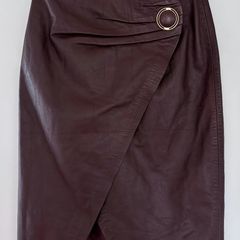 Karen Millen natural leather midi skirt
