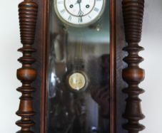 Victorian Wall Pendulum Clock 27" x 14" (clocks work well, chimes on hour and half hour)
