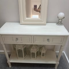 Hall table set with mirror and lanterns
