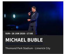 concert tickets 4 x pitch standing Michael Buble