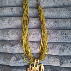 Green Necklace with metal pendant