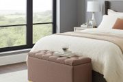 Boucle Ottoman with Storage  Custom Bench for Irish Homes