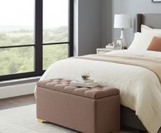 Boucle Ottoman with Storage  Custom Bench for Irish Homes