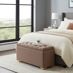 Boucle Ottoman with Storage  Custom Bench for Irish Homes