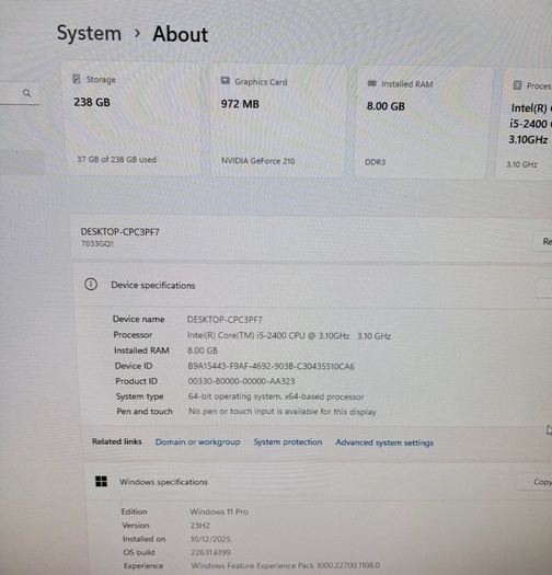 REDUCED - Lenovo ThinkCentre M91P Win 11 desktop