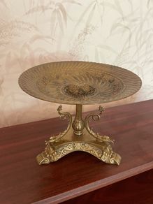 Vintage Ornate Cast Metal Pedestal Fruit Bowl