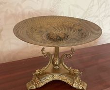Vintage Ornate Cast Metal Pedestal Fruit Bowl