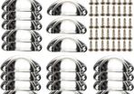 24 Pieces Retro Metal Kitchen Drawer Cabinet Door Handle with 48 Pieces Screws Furniture Knobs Shell Cup Semicircle Pull Knob Handle for Cupboard, Door, Drawer Silver (FREE POSTAGE)