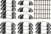 24 Pieces Retro Metal Kitchen Drawer Cabinet Door Handle with 48 Pieces Screws Furniture Knobs Shell Cup Semicircle Pull Knob Handle for Cupboard, Door, Drawer Silver (FREE POSTAGE)