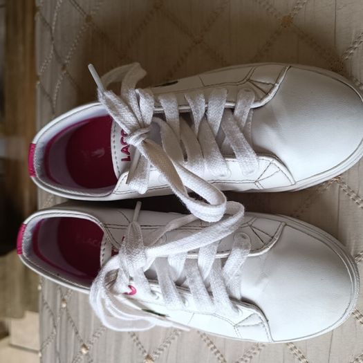 Lacoste leather girls trainers shoes white holls UK 11 eur 29