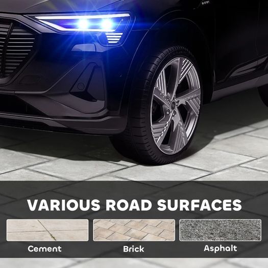 Audi E-tron Licensed 12V Kids Electric Ride On Car with Parental Remote Music Lights MP3 Suspension Wheels for 3-5 Years Black