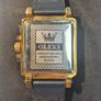 OLEVS men's chronograph watch - black dial and leather strap Image 5
