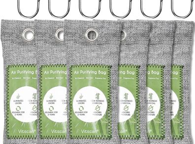 6 Pack Bamboo Charcoal Air Purifier Bags Odor Absorber Odor Absorber Natural Car Air Freshener Odor Eliminators for Home Pets