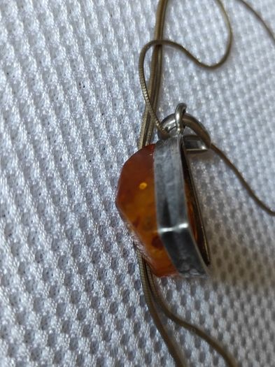Vintage sterling silver Baltic amber necklace