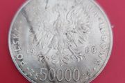 POLAND 1988 50,000 zlotys Silver coin in extremley fine condition
