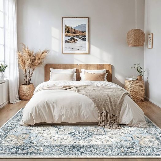 Large Rugs for Living Room 240x300cm, Extra Large Area Rug Washable, Vintage Boho Big Rugs, Low Pile, Non-Shedding, XXL Carpet, Oriental Design, Dining Room, Home, Office, Bedroom